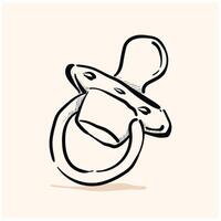 Baby pacifier With illustration style doodle and line art vector