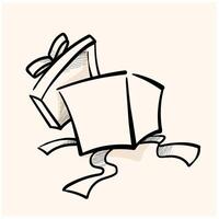 Hand drawn open gift With illustration style doodle and line art vector