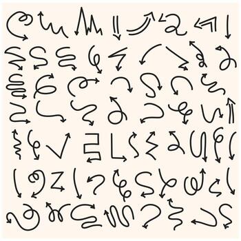 Set of different pointers With illustration style doodle and line art vector