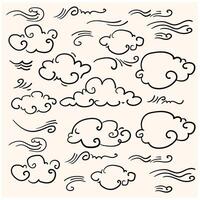 Wind, weather, environment With illustration style doodle and line art vector