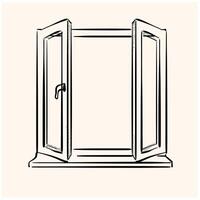 The window opens out With illustration style doodle and line art vector