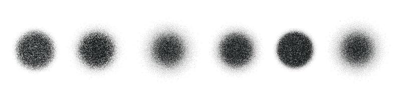 Grainy noise pattern with gradient dots and diffuse effect. Spray texture resembling sand and dissolving circles. Flat illustration isolated on white background. vector