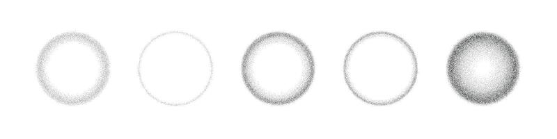 Gradient dots with grainy texture and noise effect. Circular halftone sphere with spray pattern and brush texture. Flat illustration isolated on white background. vector