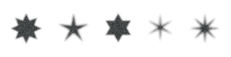 Halftone star with dot gradient and burst effect. Grainy noise pattern creates abstract figure. Flat illustration isolated on white background. vector