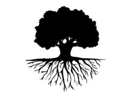 silhouette trees and root icon or logo style. vector