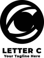 Letter C Simple Logo Design Black And White vector