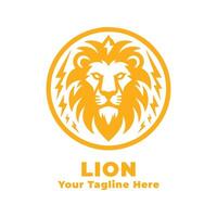 Simple Lion Logo Illustration With Yellow Concept vector