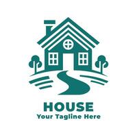 Logo House Simple Illustration With Blue Concept vector