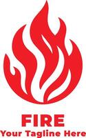 Fire Logo Simple Illustration With Red Concept vector