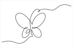 Continuous one line drawing of butterfly isolated on white background Illustration vector