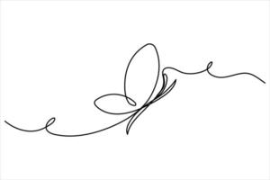 Continuous one line drawing of butterfly concept isolated art illustration vector