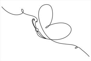 Continuous one line butterfly outline isolated on white background. Illustration vector