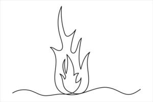 Continuous single line of fire flame. Bonfire concept single line drawing outline art illustration vector