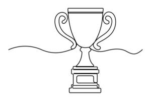 Continuous one line drawing of Winner trophy isolated on white background vector