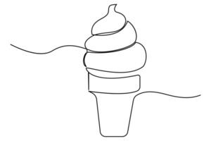 Continuous one line drawing ofIce cream concept illustration vector