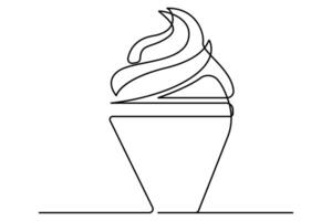 Ice cream single line drawing minimalism design outline art illustration vector