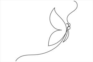 Continuous one line drawing of butterfly art illustration vector