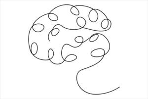 Continuous one line drawing of human brain hand drawn minimalism style brain line art illustration vector