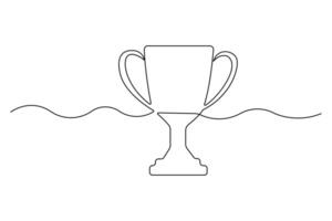 Continuous one line drawing of Winner trophy isolated on white background outline art illustration vector