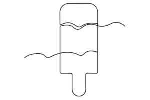 Continuous one line drawing of Ice cream outline art illustration vector