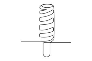 Single line art Ice cream continuous drawing of outline art illustration vector