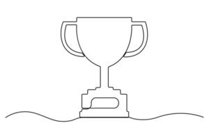 Continuous one line drawing of isolated Winner trophy outline art illustration vector