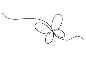 Continuous one-line butterfly outline illustration for minimalist and modern designs vector