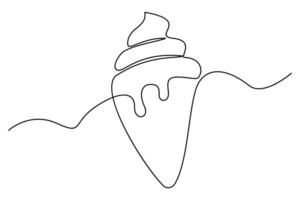 Continuous One line drawing of Ice cream single line art illustration.editable stroke. isolated on white background vector