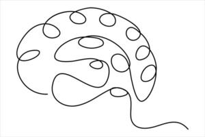 Continuous one line drawing of human brain. Hand drawn minimalism style. brain line art illustration vector