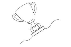Continuous single line of Winner trophy drawing outline art illustration vector