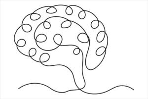 Continuous one line drawing of human brain hand drawn minimalism style isolated on white background vector