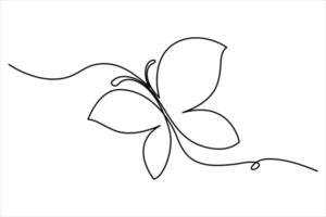 Continuous one line drawing of butterfly art illustration vector