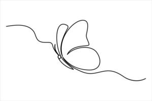Continuous single line drawing of butterfly line art illustration vector