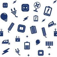 Seamless Pattern electric monocrome icons vector