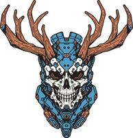 Mecha robot skull head design art vector