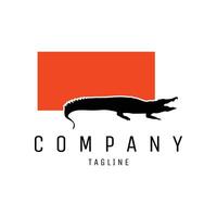 monocrome alligator silhouette. isolated white background view from the side. best for logos, badges, stickers, t-shirts. vector