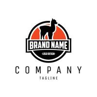 monocrome alpaca silhouette logo. isolated white background shown from the side. available in eps 10 vector
