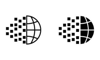 Globe with square pixel vector