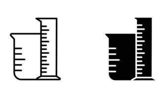 a beaker with measuring flask icon vector