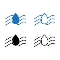 Set of illustration of water drop on sea wave icon vector