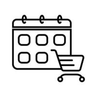 calendar with shopping cart icon vector
