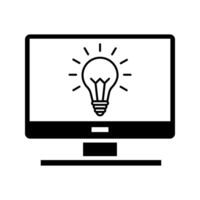 monitor with lightbulb vector