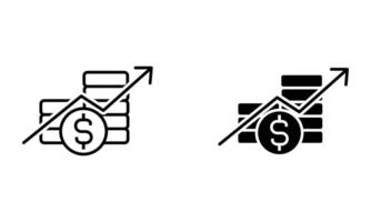 Stack of coin with arrow up vector