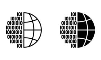 globe with binary code vector