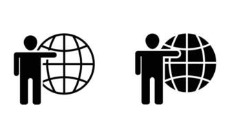 A person with globe icon vector