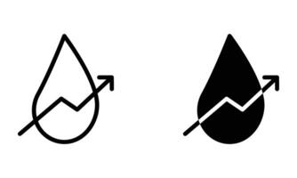 Water droplet with arrow up graph icon vector