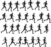 Collection of running silhouettes for exercise and training themes vector
