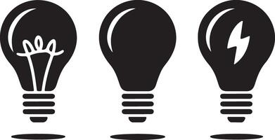 Three Light Bulb Icons with Different Symbols vector