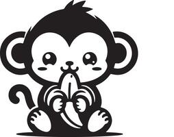 A cute Monkey is eating a banana vector