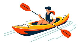 Man Kayaking On Open Water vector